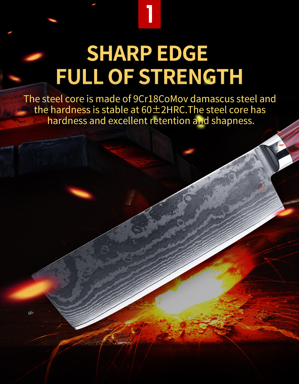 FINDKING 6 inch damascus nakiri knife pakka wood handle  67 layers damascus steel kitchen knife