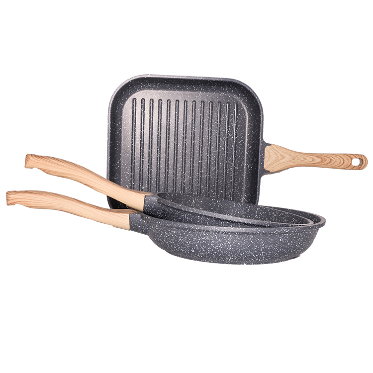 Горячая Распродажа, бытовая электрическая и газовая плита с отлитым давлением, квадратная Сковорода-гриль, антипригарная сковорода для завтрака из гранита и мрамора