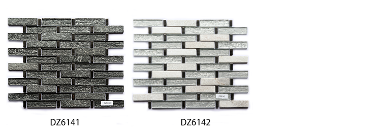 New Design Glass Metal Tile White Glass Stainless Steel Strip Mosaic Glass Tile