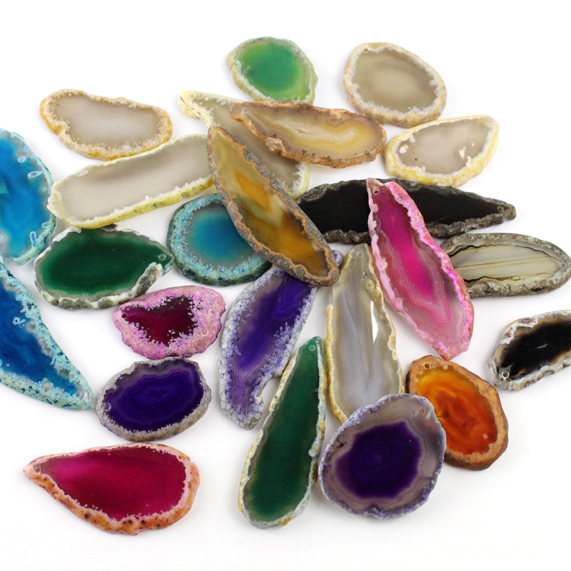 New Natural Agate Slices Geode Polished Slab Brazil Crystal Quartz Ornaments HU