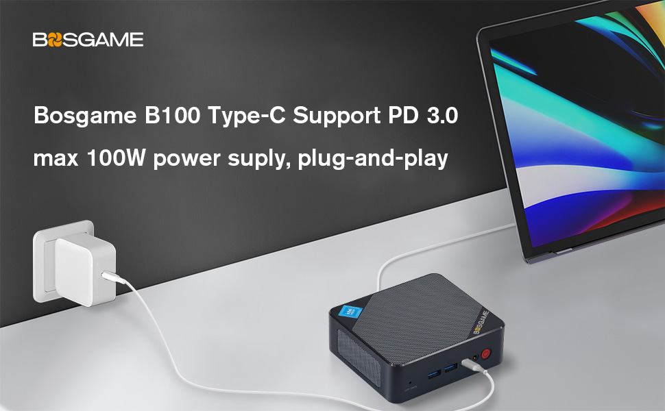 BOSGAME N100 Mini PC - 16GB RAM, 512GB SSD, 4K Display