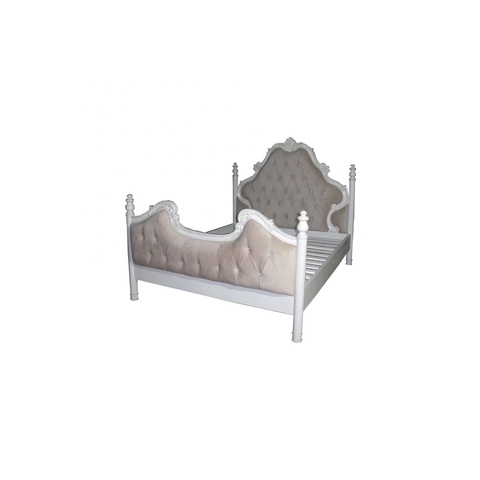 single bed carved white padded , Aqma Furniture , Jepara , www.aqmafurniture.com
