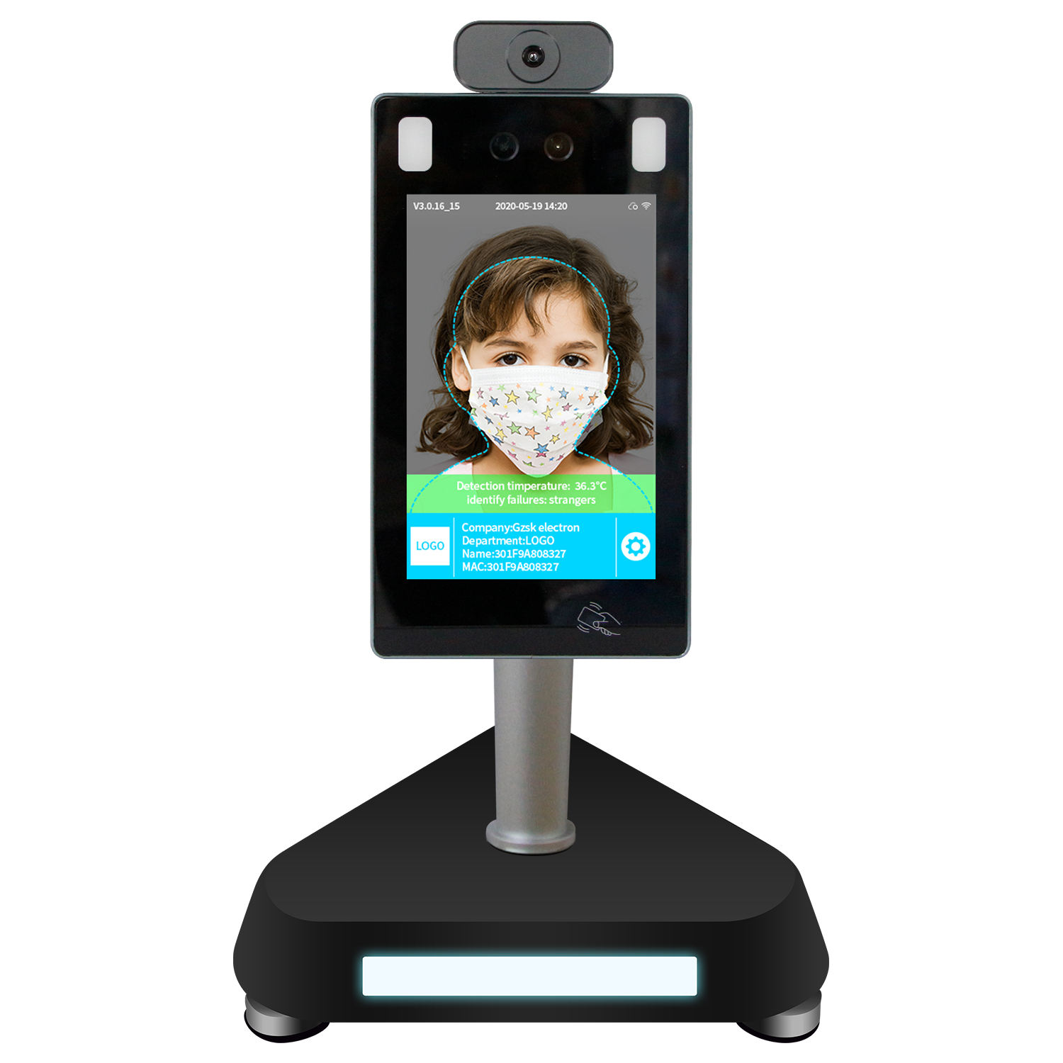 考勤发烧报警身体测量装置用于门禁控制人工智能人脸识别温度热扫描仪
