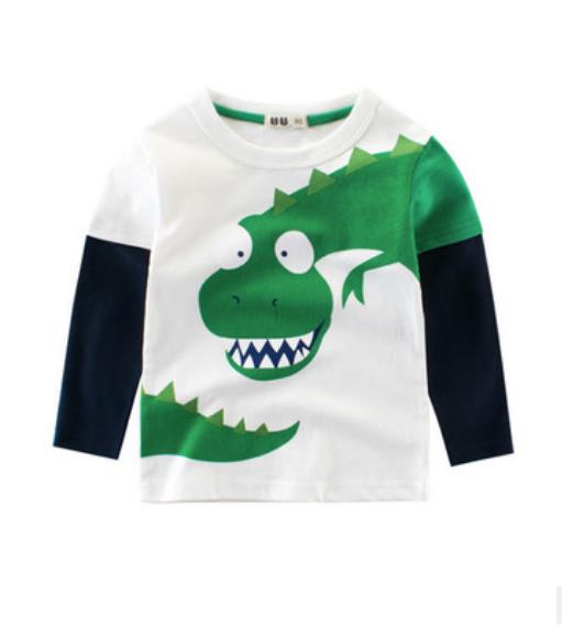 Белая футболка с длинным рукавом для мальчиков, детская одежда, милая детская футболка с длинным рукавом и принтом Dinaosaur на весну и осень