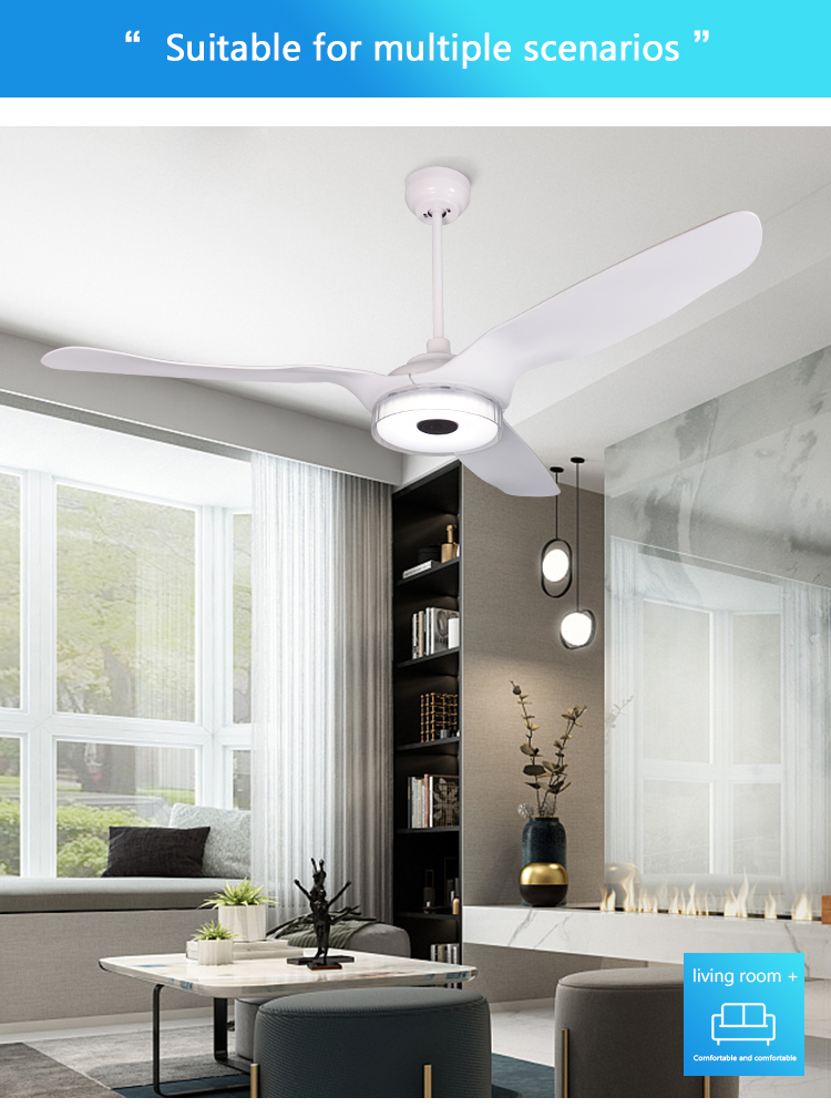 24V DC motor modern white large ABS blades ceiling fans with light and remote control