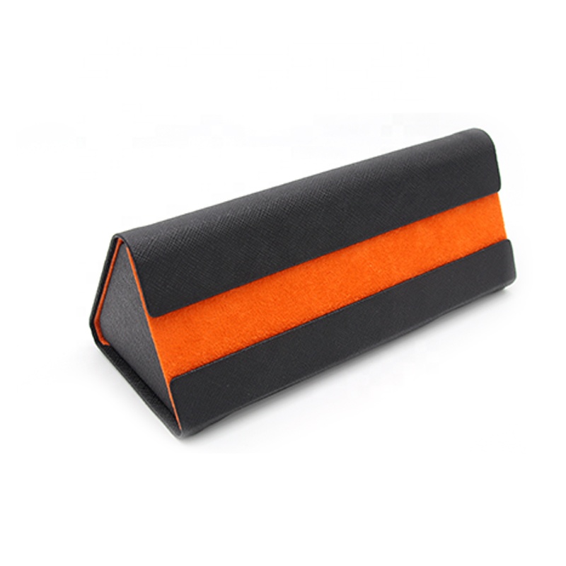 Triangular manualmente flip dobrável de viagem da moda óculos caso