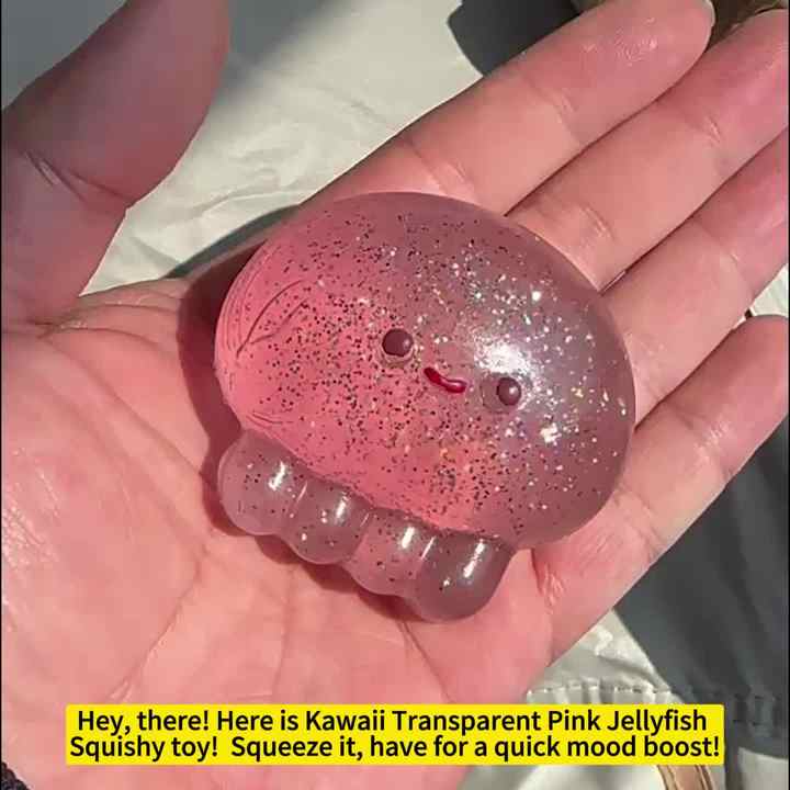 かわいい透明ピンククラゲ スクイーズ粘着玩具-6cm-ストレス解消ギフト