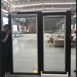 24 X 80 Exterior Door Balcony Interior Wooden Glass Sliding Doors With Built In Shutter