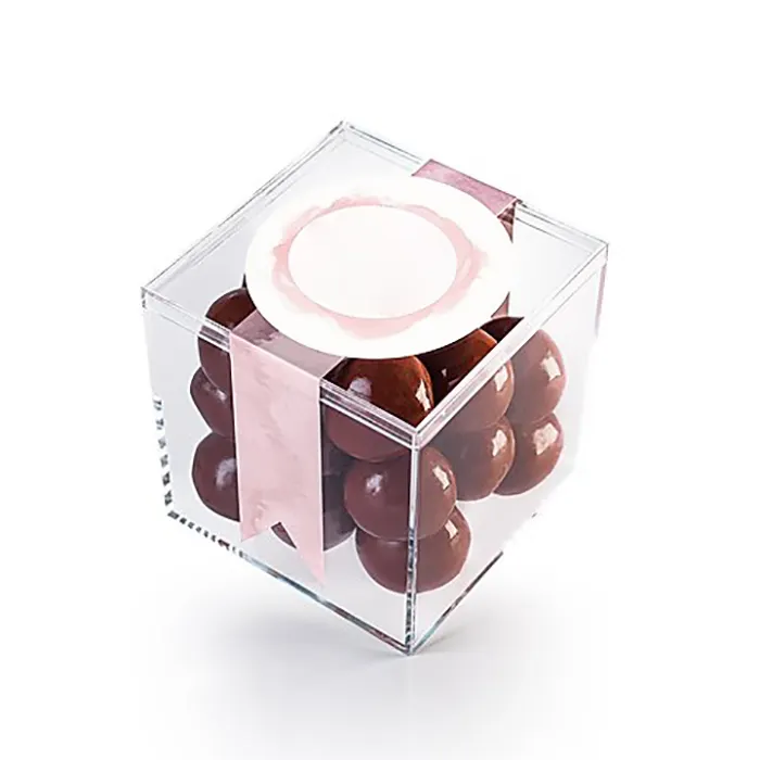 80mm Acrylic Cube Favor Box for wedding decorate acrylic plastic wedding gift box