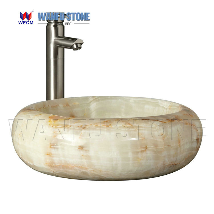 Natural stone yellow Basin  for Bathroom with cheap price Wl391258
