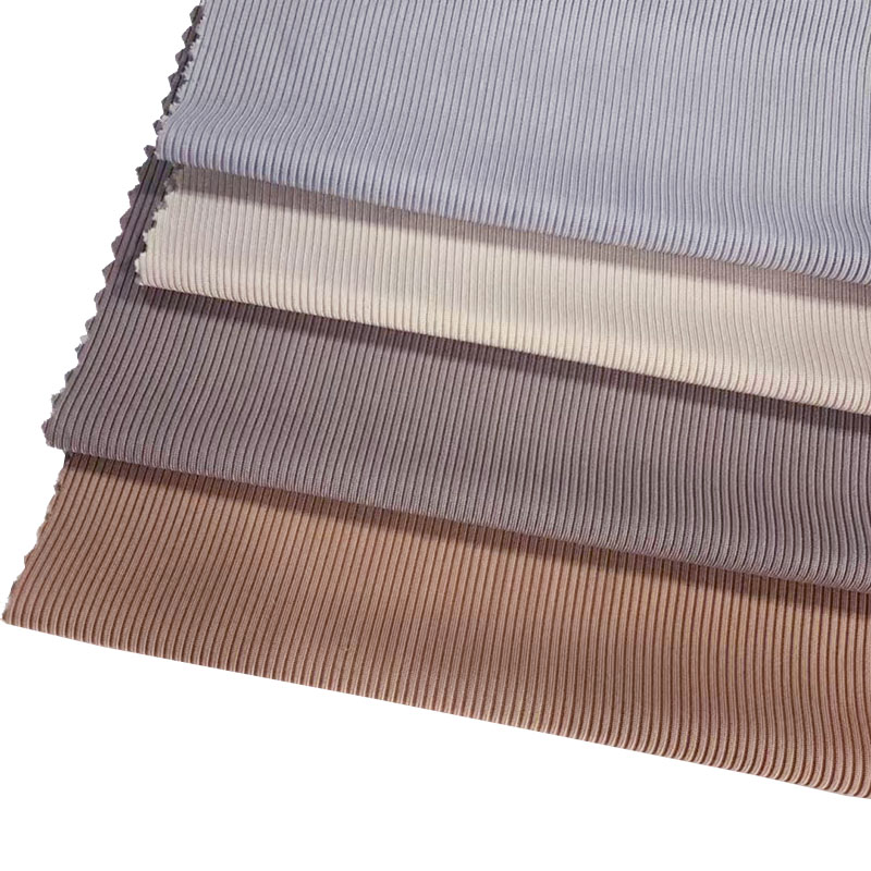 Удобная трикотажная ткань в рубчик из полиэстера и спандекса 2X2 для женских брюк и платьев с холодной вязкой