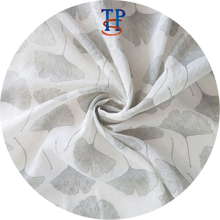 Настраиваемая шелковая хлопчатобумажная ткань ginkgo с принтом листьев