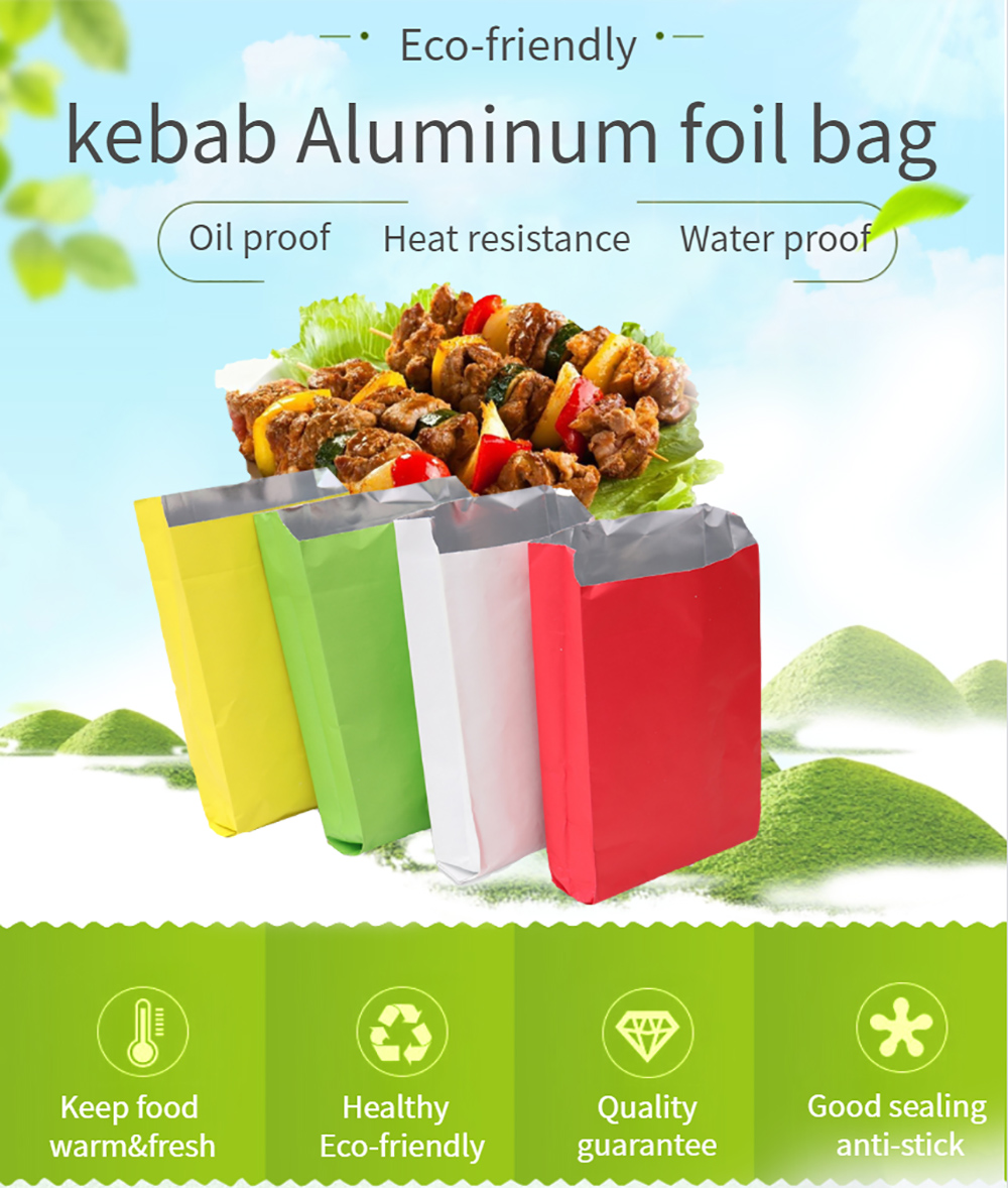 Bread Bags For Fries Bbq Printed Whited Paper Foil Lined Kebab Bag