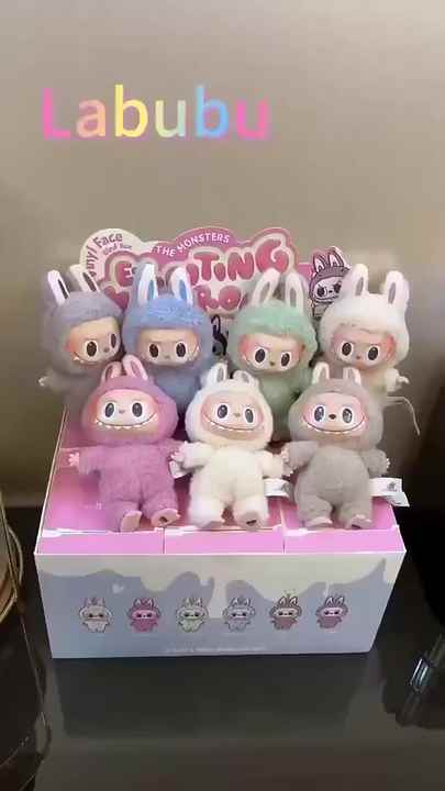 Popmart Labubu Original Exciting Macaron Plush Toys Cute PVC Doll