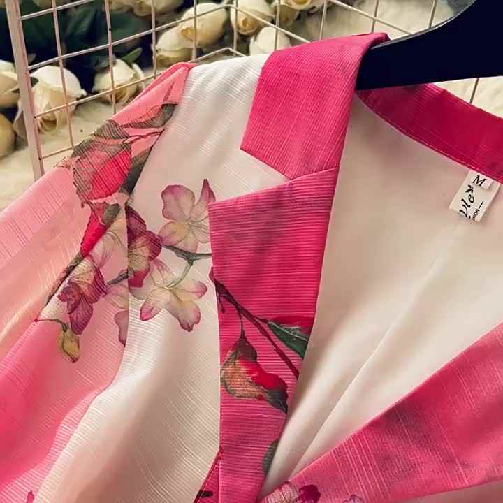LW0425 High-End Women'S Dress 2025 New Vintage Dress Waist Waist Suit Collar Lantern Sleeve Printed Long Skirt Floral Dress LW0425 High-End Women'S Dress 2025 New Vintage Dress Waist Waist Suit Collar Lantern Sleeve Printed Long Skirt Floral Dress