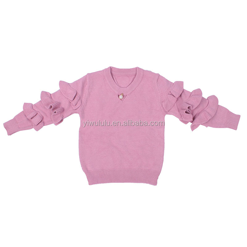 Детский Теплый свитер, Новое поступление, пуловер с многослойными оборками и длинными рукавами для маленьких девочек, вязаный свитер