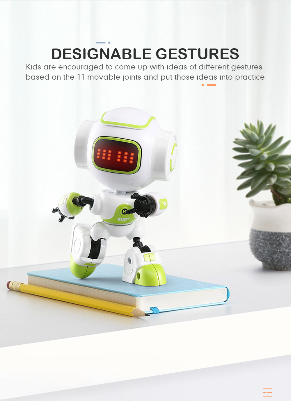 New Arrival JJRC R9 RC Robot Ruby Touch Control DIY Gesture Mini Smart Robot Wholesales Cute Dancing Toy For Kids Christmas Gift