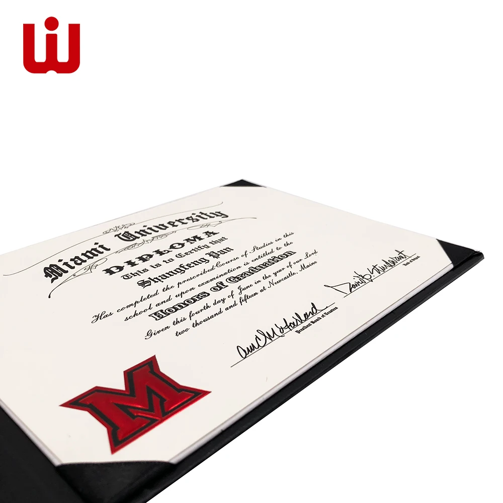 Пользовательский логотип золотой фольги штамповки сертификат по низкой цене