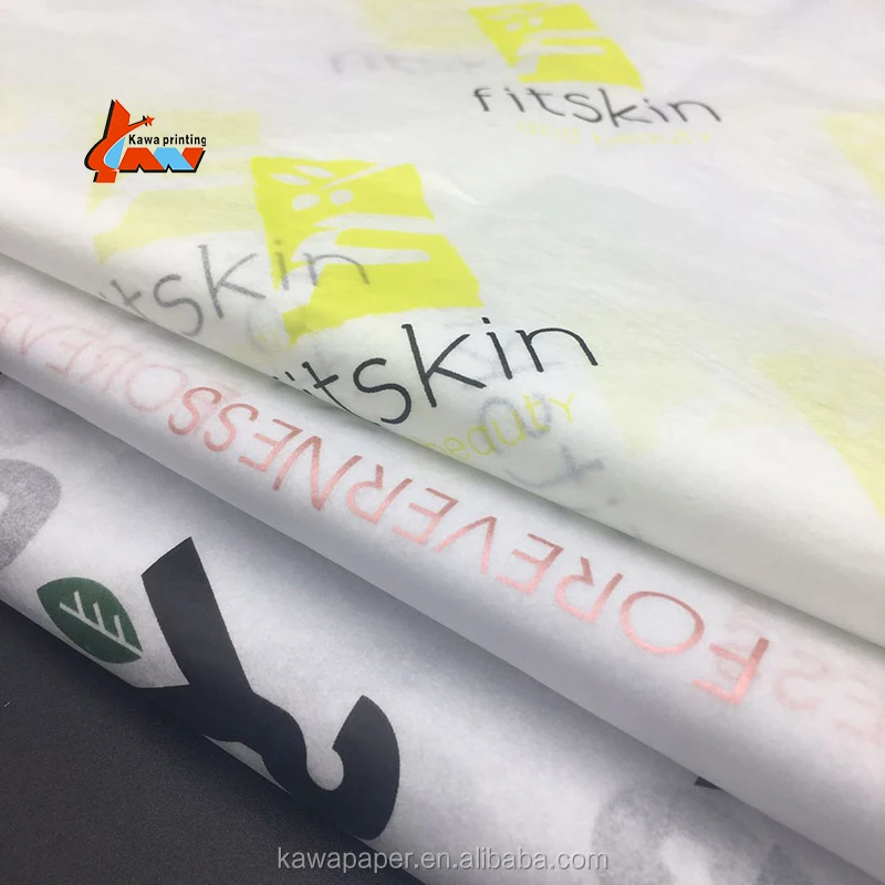 White silk paper with white logo custom printed tissue wrapping paper sheets