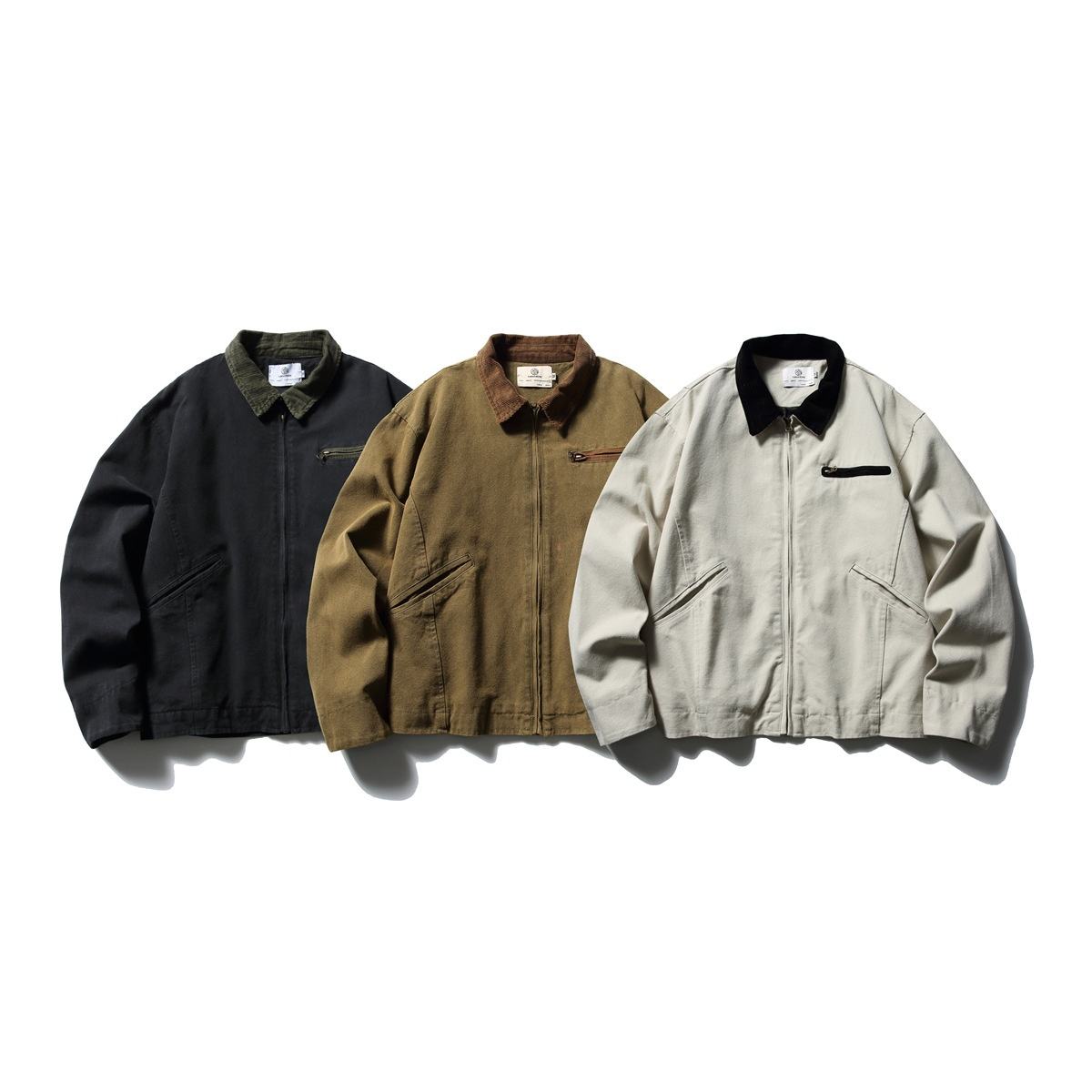 Beijie Trendy Brand Men's Workwear Jacket American Style Casual Stand  Collar Heavy Washed Vintage New Men's Coat Zipper Closure