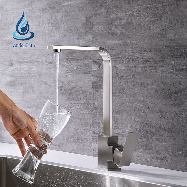 Wholesale Suppliers 304 Stainless Steel 360 Degree Rotatable Water Sink Faucet Mixer Single Handle Kitchen Water Tap