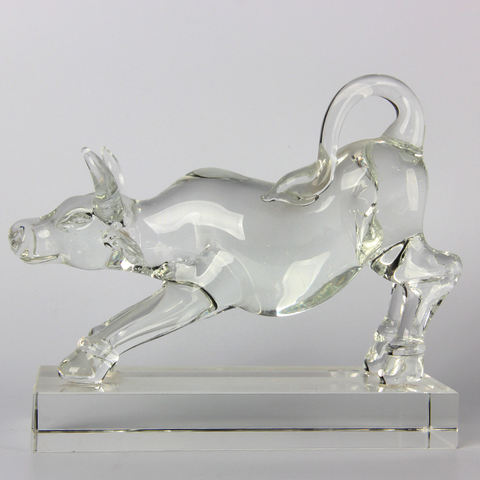 水晶公牛雕像玻璃动物礼物或纪念品