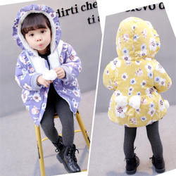 Fashion Style Toddler Boutique Baby Fur Cotton Warm Flower Print Coat For Newborn Baby