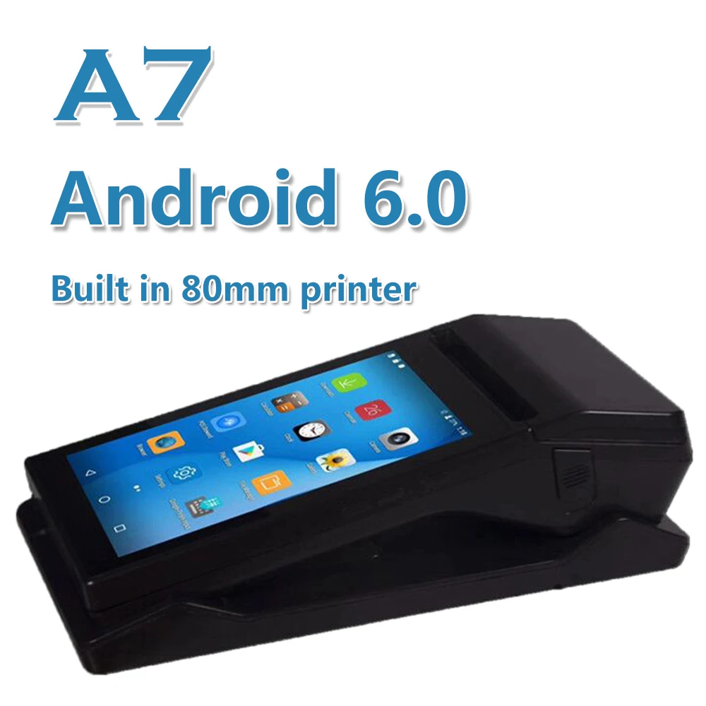 new 7inch touch screen android mini pos cash register with 80mm thermal printer