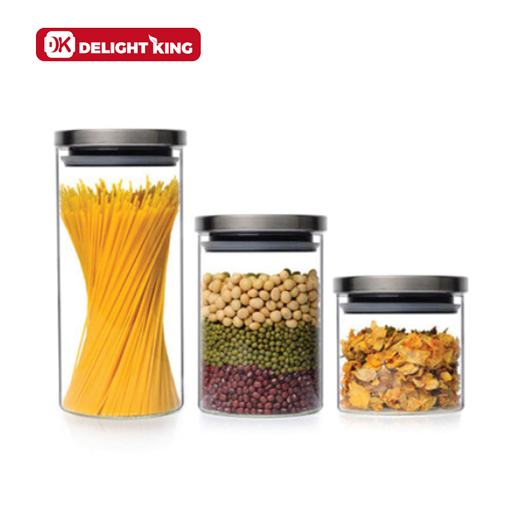 Хорошо продаваемая большая герметичная круглая стеклянная банка для хранения с крышкой из нержавеющей стали/бутылки для хранения специй и закусок различных размеров