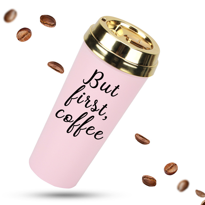 Роскошная термокружка для путешествий с теплоизоляцией, 16 унций, но первая кружка для кофе (золотистая)