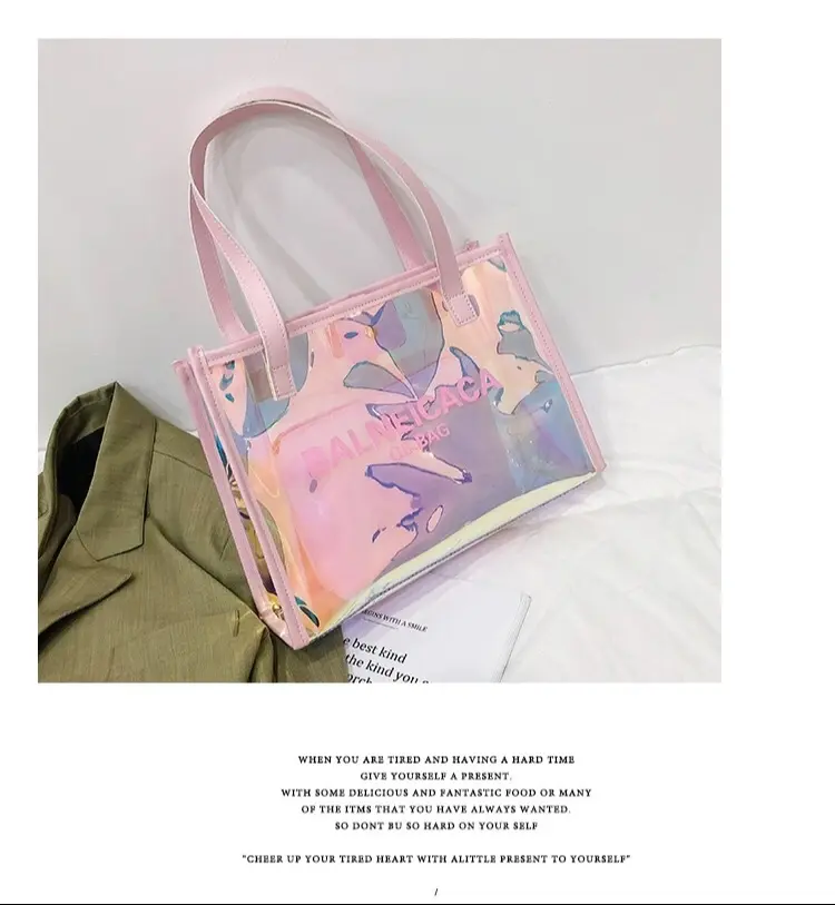 2020 fashion tote bag new design tote bag pvc custom logo holographic bags