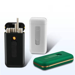 2-In-1 High-capacity Mini Metal Cigarette Case with Electric Lighter 20pcs Capacity