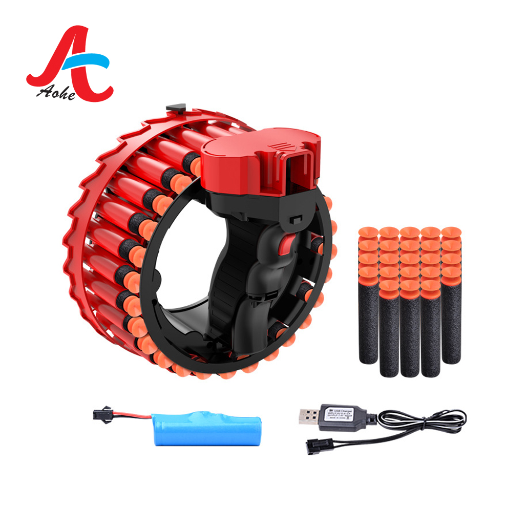 2021 Amazon Electric Portable Soft Bullet Gun EVA Soft Elastic Large Capacity Hand Ring Revolver Toy Gun