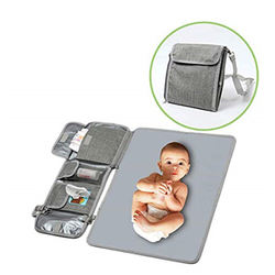 Portable Changing Pad with Pockets Waterproof Foldable Cushioned Travel Diaper Station Kit Baby Changing Mat Changer Pad