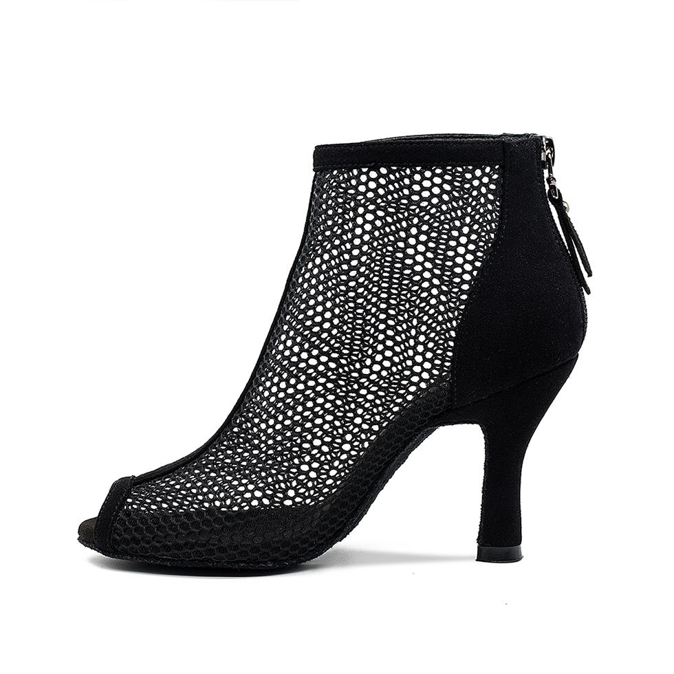 Suphini потрясающие черные Suphini женские сетчатые Бачата сальса танцевальные сапоги 1077