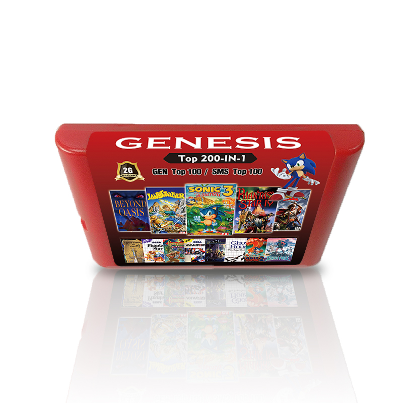 Cartucho de jogo 200 em 1 md 100 genesis + 100 jogos mestre para o console de videojogos sega megadrive genesis