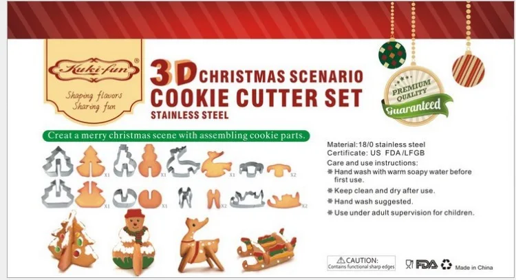 8pcs Stainless Steel DIY Christmas Santa Snowman Cookie Cutter Biscuit Cookie Mold Cake Embossing Tool Set Cheap Bakeware Tool