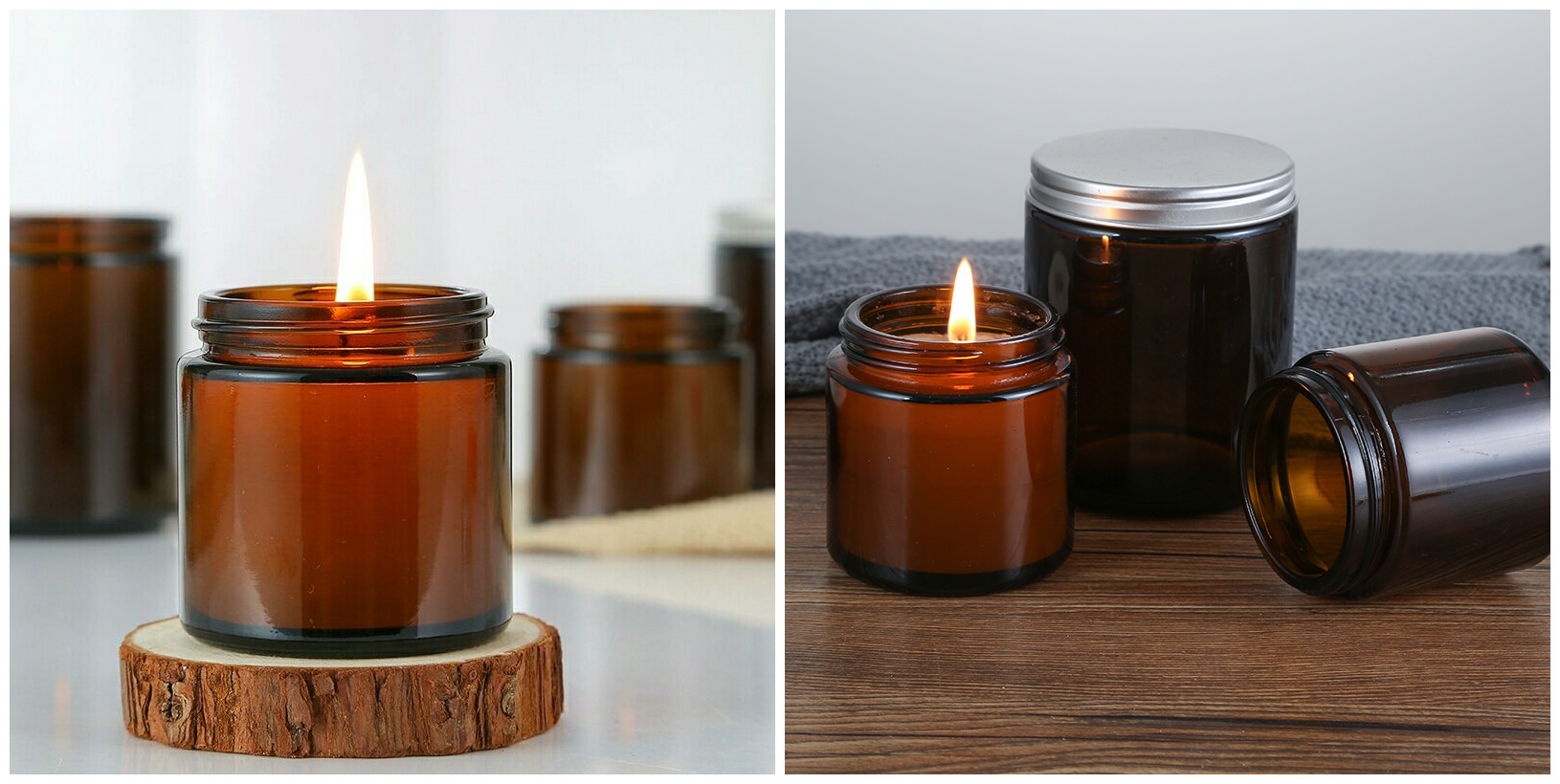 Factory Produced Wholesale Various Specifications Amber Glass Candle Jar