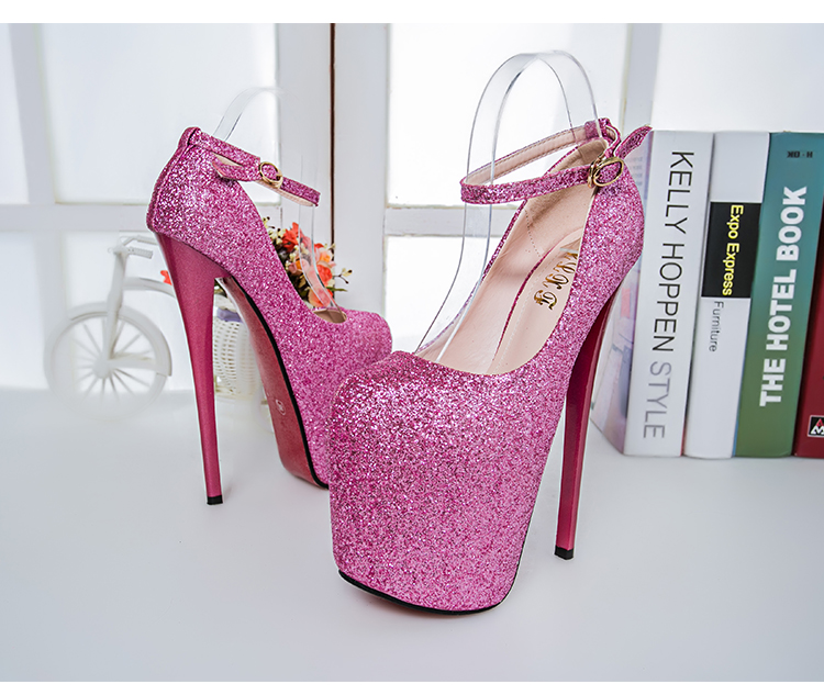 优雅玛丽简平台泵与踝带超高高跟鞋高跟鞋女鞋 - buy stiletto heels