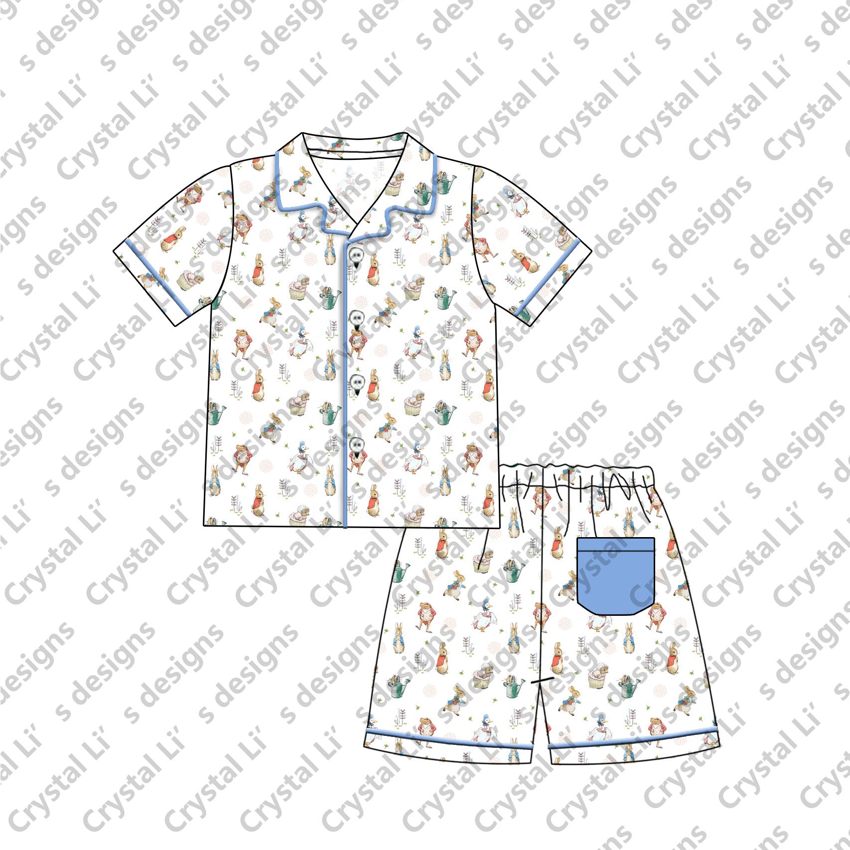 Новинка 2021, пижамы для маленьких девочек с принтом кролика, Детские Пасхальные пижамные комплекты