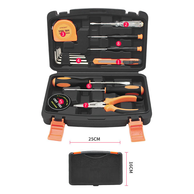 18 in 1  Household hand tools set kit Precision Screwdriver Measuring tape Utility knife Hammer Plier Electroprobe Wrench
