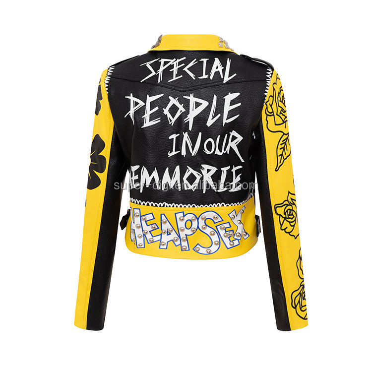 Tiger Printed Punk Rock Women's Jackets - Motorcycle Leather