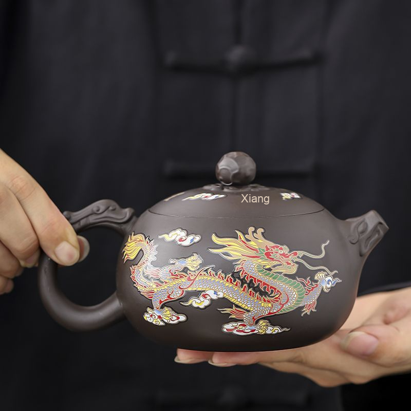 500ml Xishi Dragon Phoenix Yixing Zisha Ceramic Teapot Set