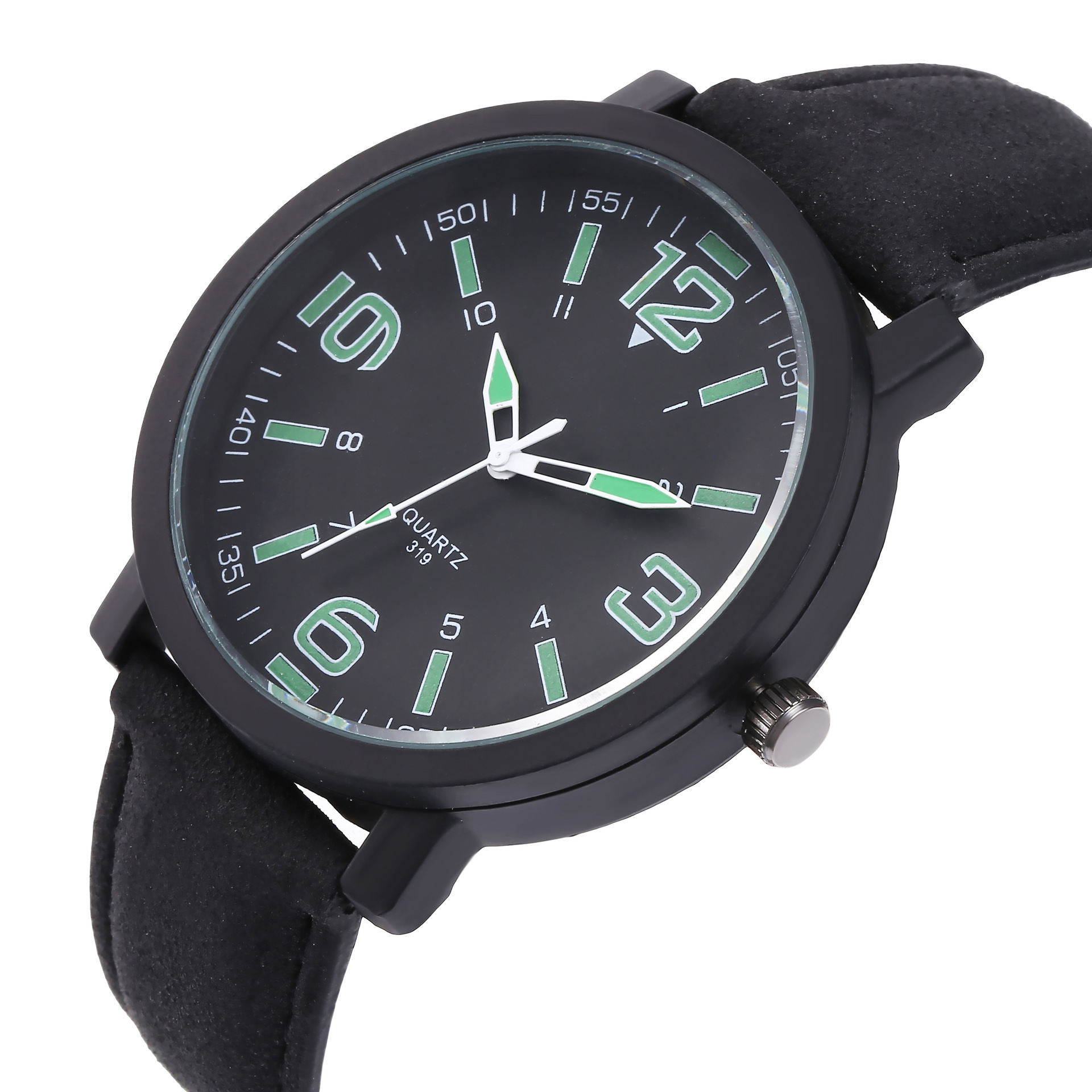 4398运动风格夜光pu皮革豪华男士军事石英军队手表在黑暗中发光