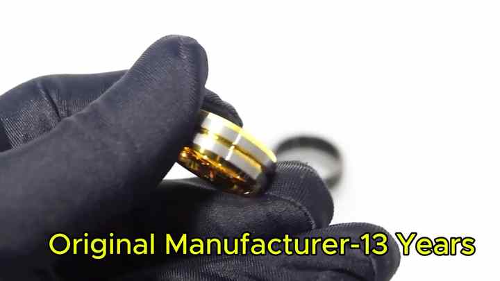 Anello in acciaio damasco, fascia in tungsteno nero da 8 mm con