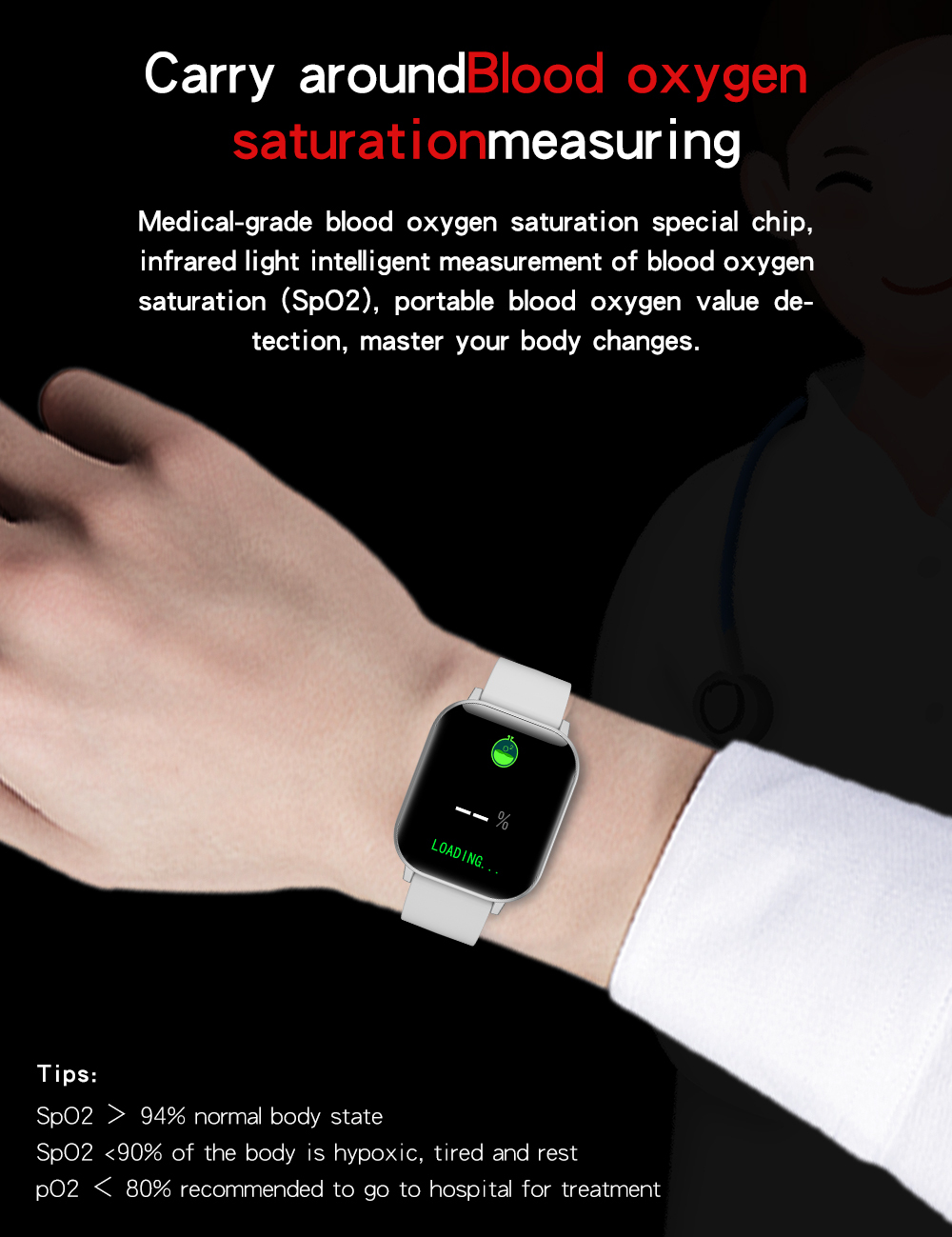 Smartwatch Touch Screen Smart Watch Thermometer 2020 Smart Watch Heart Rate Monitor Thermometer Smartwatch Sport Smart Sports Watch