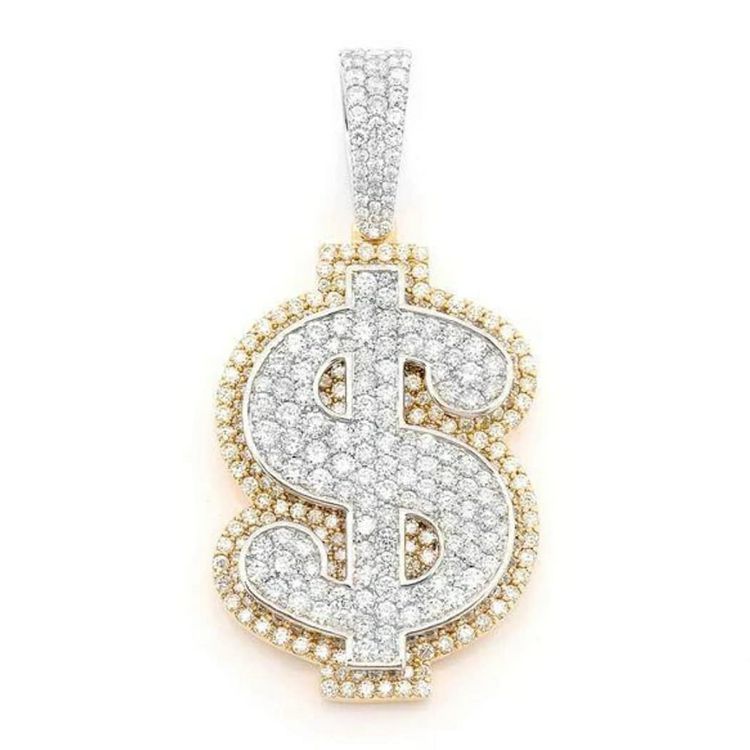 Trendy Fine Jewelry Pendants & Charms Dollar Money Pendant Moissanite Custom Necklace Pendant Logo 925 Silver