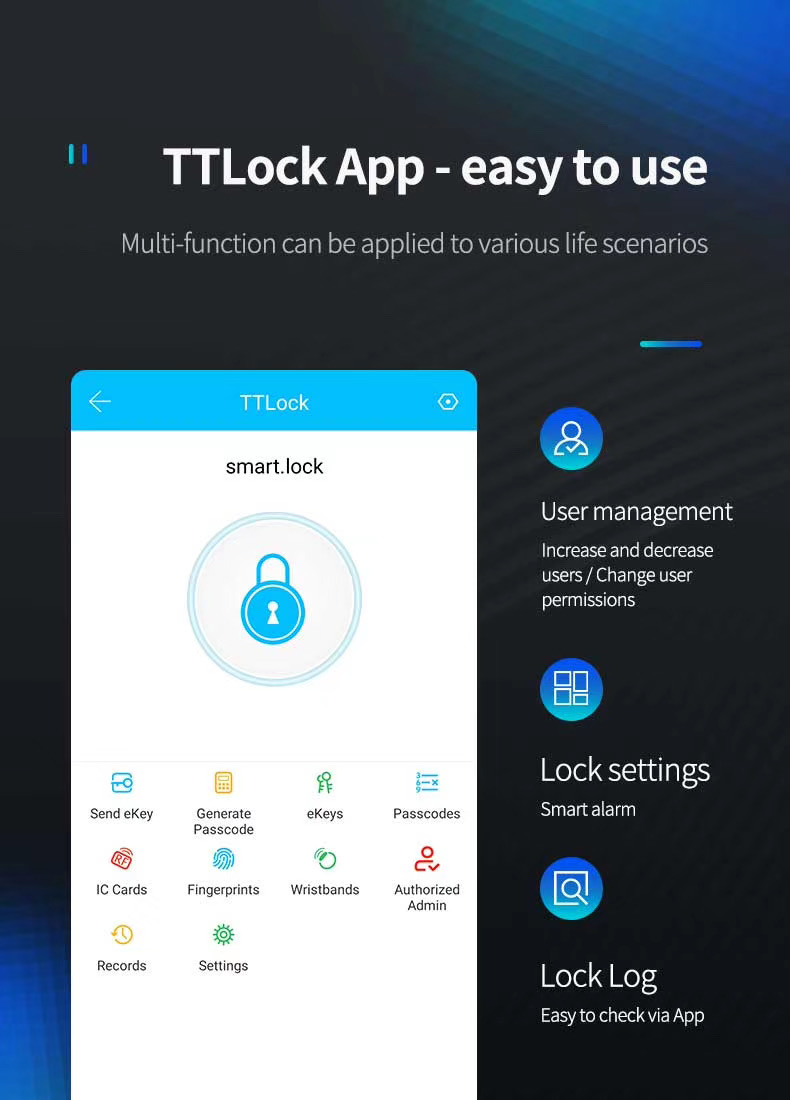 Waterproof Fingerprint Smart Door Lock ttlock Wireless outdoor Rim Lock App