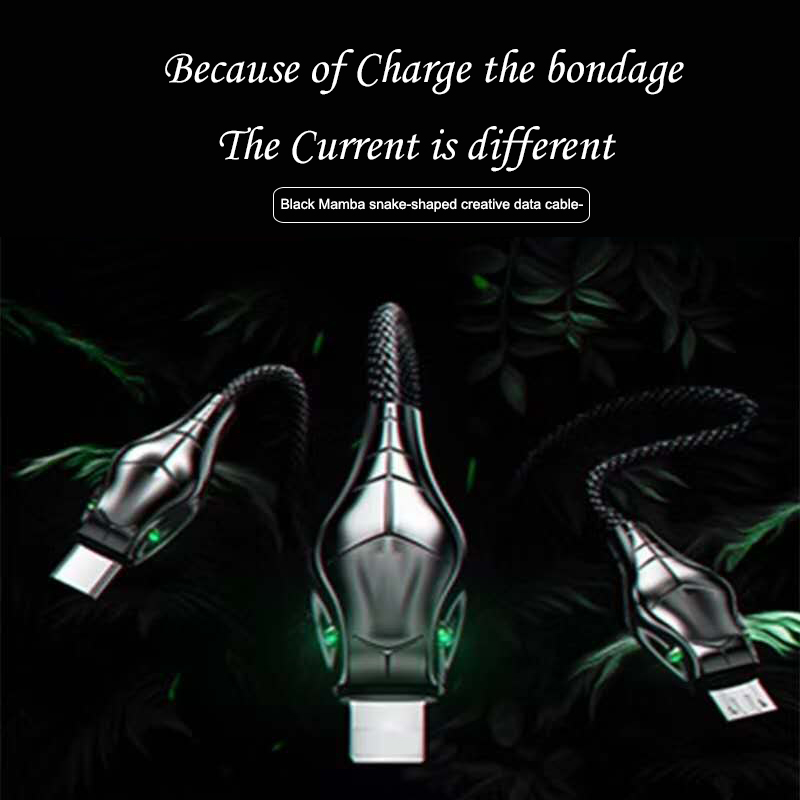 2020 новый продукт цинковый сплав форма головы змеи светодиодный usb кабель для передачи данных