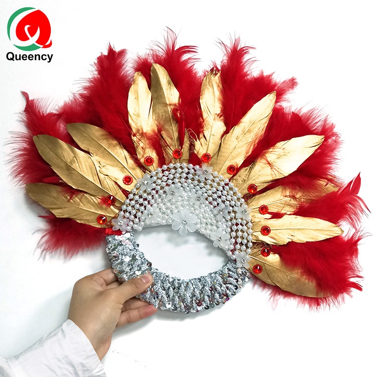 Ручной Веер Queency из страусиных перьев с бусинами и жемчужными перьями, веер для африканской свадьбы и вечеринки